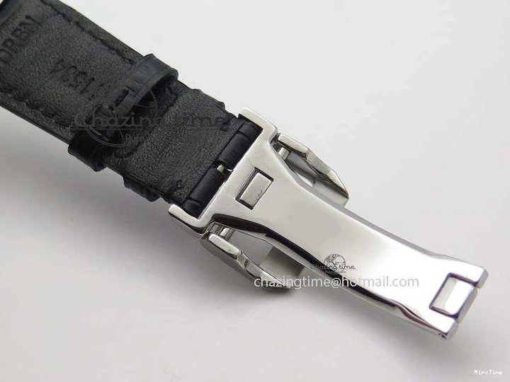 MIROTIME 0120 UrbanStyle Portuguese Tourbillon Power Reserve Moonphase SS White Dial On Black Leather Strap 7318